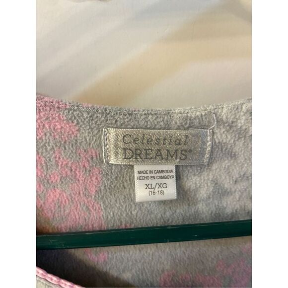 Celestial dreams Xl fleece gown gray pink rn #17373 - Picture 4 of 6